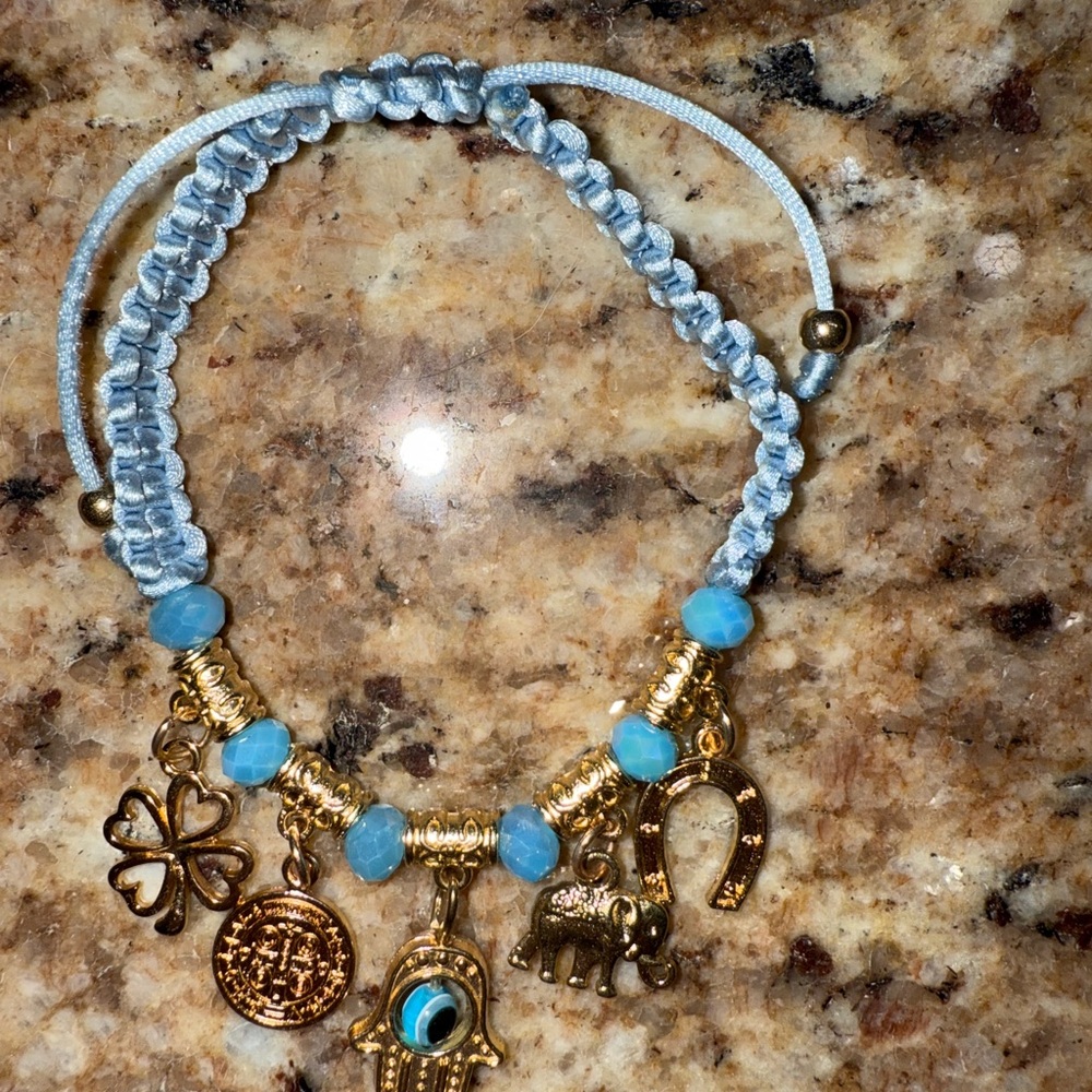 Gold and Blue Charm Bracelet